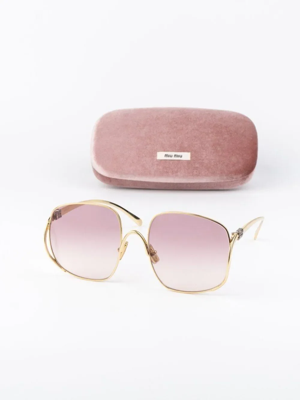 Miu Miu Women Sunglasses Gold Pink Gradient Square MUA57S 5AK40S  NEW AUTHENTIC